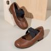imagePANDANINJIA Girls Dress Shoes Ballet Flats Mary Jane Elastic Cross Strap Little Big Kid Low Heels Flower Girl ShoesTan Pu