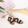 imagePANDANINJIA Girls Sandals Slipon Elastic Ankle Cross Strappy Gladiator Dress Sandals Flats Summer Shoes Little Big Kids SandalsBlack