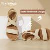 imagePANDANINJIA Girls Sandals Slipon Elastic Ankle Cross Strappy Gladiator Dress Sandals Flats Summer Shoes Little Big Kids SandalsGold