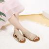 imagePANDANINJIA Girls Sandals Slipon Elastic Ankle Cross Strappy Gladiator Dress Sandals Flats Summer Shoes Little Big Kids SandalsGold