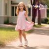 imagePANDANINJIA Girls Sandals Slipon Elastic Ankle Cross Strappy Gladiator Dress Sandals Flats Summer Shoes Little Big Kids SandalsWhite