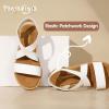 imagePANDANINJIA Girls Sandals Slipon Elastic Ankle Cross Strappy Gladiator Dress Sandals Flats Summer Shoes Little Big Kids SandalsWhite