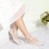 imagePANDANINJIA Girls Dress Shoes Studded Mary Jane Ballet Flats for Girl Pointed Toe Little Big Kid Flower Girl Party Formal Wedding ShoesBeigesuede