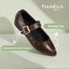 imagePANDANINJIA Girls Dress Shoes Studded Mary Jane Ballet Flats for Girl Pointed Toe Little Big Kid Flower Girl Party Formal Wedding ShoesDarkbrownpu