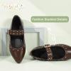 imagePANDANINJIA Girls Dress Shoes Studded Mary Jane Ballet Flats for Girl Pointed Toe Little Big Kid Flower Girl Party Formal Wedding ShoesDarkbrownpu