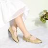 imagePANDANINJIA Girls Dress Shoes Studded Mary Jane Ballet Flats for Girl Pointed Toe Little Big Kid Flower Girl Party Formal Wedding ShoesGoldpu