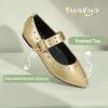 imagePANDANINJIA Girls Dress Shoes Studded Mary Jane Ballet Flats for Girl Pointed Toe Little Big Kid Flower Girl Party Formal Wedding ShoesGoldpu