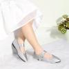 imagePANDANINJIA Girls Dress Shoes Studded Mary Jane Ballet Flats for Girl Pointed Toe Little Big Kid Flower Girl Party Formal Wedding ShoesSilverpu