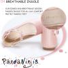 imagePANDANINJIA Girls Dress Shoes Flower Girl Ballet Flats Pearls Mary Jane Wedding Ankle Strap Toddler Little KidsPink Pu