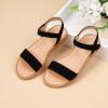 imagePANDANINJIA Gina Girls Sandals Open Toe Summer Flats Dress Sandals Shoes ToddlerLittle KidBig KidBlack Nubuck