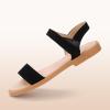 imagePANDANINJIA Gina Girls Sandals Open Toe Summer Flats Dress Sandals Shoes ToddlerLittle KidBig KidBlack Nubuck