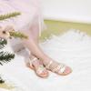 imagePANDANINJIA Gina Girls Sandals Open Toe Summer Flats Dress Sandals Shoes ToddlerLittle KidBig KidDiana Champagne Pu
