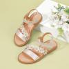 imagePANDANINJIA Gina Girls Sandals Open Toe Summer Flats Dress Sandals Shoes ToddlerLittle KidBig KidDiana Champagne Pu
