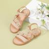 imagePANDANINJIA Gina Girls Sandals Open Toe Summer Flats Dress Sandals Shoes ToddlerLittle KidBig KidDiana Nude Nubuck
