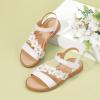 imagePANDANINJIA Gina Girls Sandals Open Toe Summer Flats Dress Sandals Shoes ToddlerLittle KidBig KidDiana White Pu