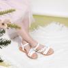 imagePANDANINJIA Gina Girls Sandals Open Toe Summer Flats Dress Sandals Shoes ToddlerLittle KidBig KidDiana White Pu