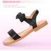 imagePANDANINJIA Gina Girls Sandals Open Toe Summer Flats Dress Sandals Shoes ToddlerLittle KidBig KidElla Black Pu