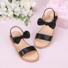 imagePANDANINJIA Gina Girls Sandals Open Toe Summer Flats Dress Sandals Shoes ToddlerLittle KidBig KidElla Black Pu