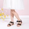 imagePANDANINJIA Gina Girls Sandals Open Toe Summer Flats Dress Sandals Shoes ToddlerLittle KidBig KidElla Black Pu