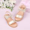 imagePANDANINJIA Gina Girls Sandals Open Toe Summer Flats Dress Sandals Shoes ToddlerLittle KidBig KidElla Champagne Pu
