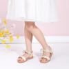 imagePANDANINJIA Gina Girls Sandals Open Toe Summer Flats Dress Sandals Shoes ToddlerLittle KidBig KidElla Champagne Pu