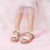 imagePANDANINJIA Gina Girls Sandals Open Toe Summer Flats Dress Sandals Shoes ToddlerLittle KidBig KidElla Champagne Pu