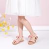 imagePANDANINJIA Gina Girls Sandals Open Toe Summer Flats Dress Sandals Shoes ToddlerLittle KidBig KidElla Pink Pu