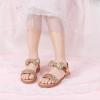 imagePANDANINJIA Gina Girls Sandals Open Toe Summer Flats Dress Sandals Shoes ToddlerLittle KidBig KidElla Rosegold Sequin