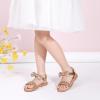 imagePANDANINJIA Gina Girls Sandals Open Toe Summer Flats Dress Sandals Shoes ToddlerLittle KidBig KidElla Rosegold Sequin