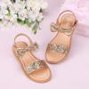 imagePANDANINJIA Gina Girls Sandals Open Toe Summer Flats Dress Sandals Shoes ToddlerLittle KidBig KidElla Rosegold Sequin