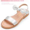 imagePANDANINJIA Gina Girls Sandals Open Toe Summer Flats Dress Sandals Shoes ToddlerLittle KidBig KidElla Silver Pu