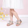imagePANDANINJIA Gina Girls Sandals Open Toe Summer Flats Dress Sandals Shoes ToddlerLittle KidBig KidElla Silver Sequin