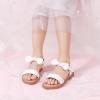 imagePANDANINJIA Gina Girls Sandals Open Toe Summer Flats Dress Sandals Shoes ToddlerLittle KidBig KidElla White Pu