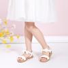 imagePANDANINJIA Gina Girls Sandals Open Toe Summer Flats Dress Sandals Shoes ToddlerLittle KidBig KidElla White Pu