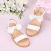 imagePANDANINJIA Gina Girls Sandals Open Toe Summer Flats Dress Sandals Shoes ToddlerLittle KidBig KidElla White Pu