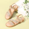 imagePANDANINJIA Gina Girls Sandals Open Toe Summer Flats Dress Sandals Shoes ToddlerLittle KidBig KidGold Glitter