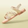 imagePANDANINJIA Gina Girls Sandals Open Toe Summer Flats Dress Sandals Shoes ToddlerLittle KidBig KidGold Glitter
