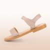 imagePANDANINJIA Gina Girls Sandals Open Toe Summer Flats Dress Sandals Shoes ToddlerLittle KidBig KidNude Pu