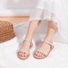 imagePANDANINJIA Gina Girls Sandals Open Toe Summer Flats Dress Sandals Shoes ToddlerLittle KidBig KidNude Pu