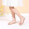 imagePANDANINJIA Gina Girls Sandals Open Toe Summer Flats Dress Sandals Shoes ToddlerLittle KidBig KidNude Pu