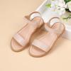 imagePANDANINJIA Gina Girls Sandals Open Toe Summer Flats Dress Sandals Shoes ToddlerLittle KidBig KidNude Pu