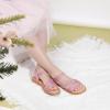 imagePANDANINJIA Gina Girls Sandals Open Toe Summer Flats Dress Sandals Shoes ToddlerLittle KidBig KidPink Glitter