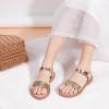 imagePANDANINJIA Gina Girls Sandals Open Toe Summer Flats Dress Sandals Shoes ToddlerLittle KidBig KidRosegold Sequin