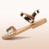imagePANDANINJIA Gina Girls Sandals Open Toe Summer Flats Dress Sandals Shoes ToddlerLittle KidBig KidRosegold Sequin
