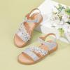 imagePANDANINJIA Gina Girls Sandals Open Toe Summer Flats Dress Sandals Shoes ToddlerLittle KidBig KidSilver Glitter