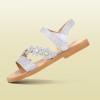 imagePANDANINJIA Gina Girls Sandals Open Toe Summer Flats Dress Sandals Shoes ToddlerLittle KidBig KidSilver Glitter