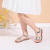 imagePANDANINJIA Gina Girls Sandals Open Toe Summer Flats Dress Sandals Shoes ToddlerLittle KidBig KidSilver Sequin