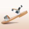 imagePANDANINJIA Gina Girls Sandals Open Toe Summer Flats Dress Sandals Shoes ToddlerLittle KidBig KidSilver Sequin