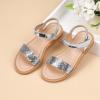 imagePANDANINJIA Gina Girls Sandals Open Toe Summer Flats Dress Sandals Shoes ToddlerLittle KidBig KidSilver Sequin