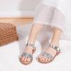 imagePANDANINJIA Gina Girls Sandals Open Toe Summer Flats Dress Sandals Shoes ToddlerLittle KidBig KidSilver Sequin
